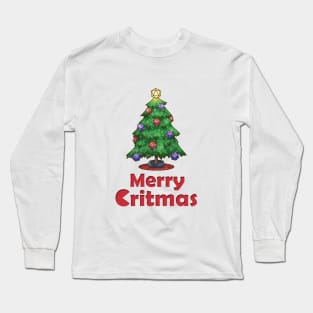 Merry Critmas D20 Dice Christmas Tree Long Sleeve T-Shirt